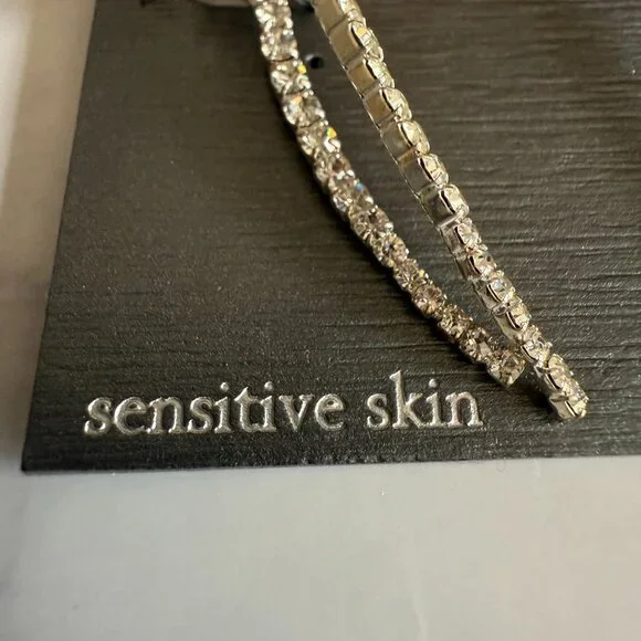 Cezanne Crystal Double Sided Drop Earrings Sensitive Skin Silver Tone - Picture 3 of 4